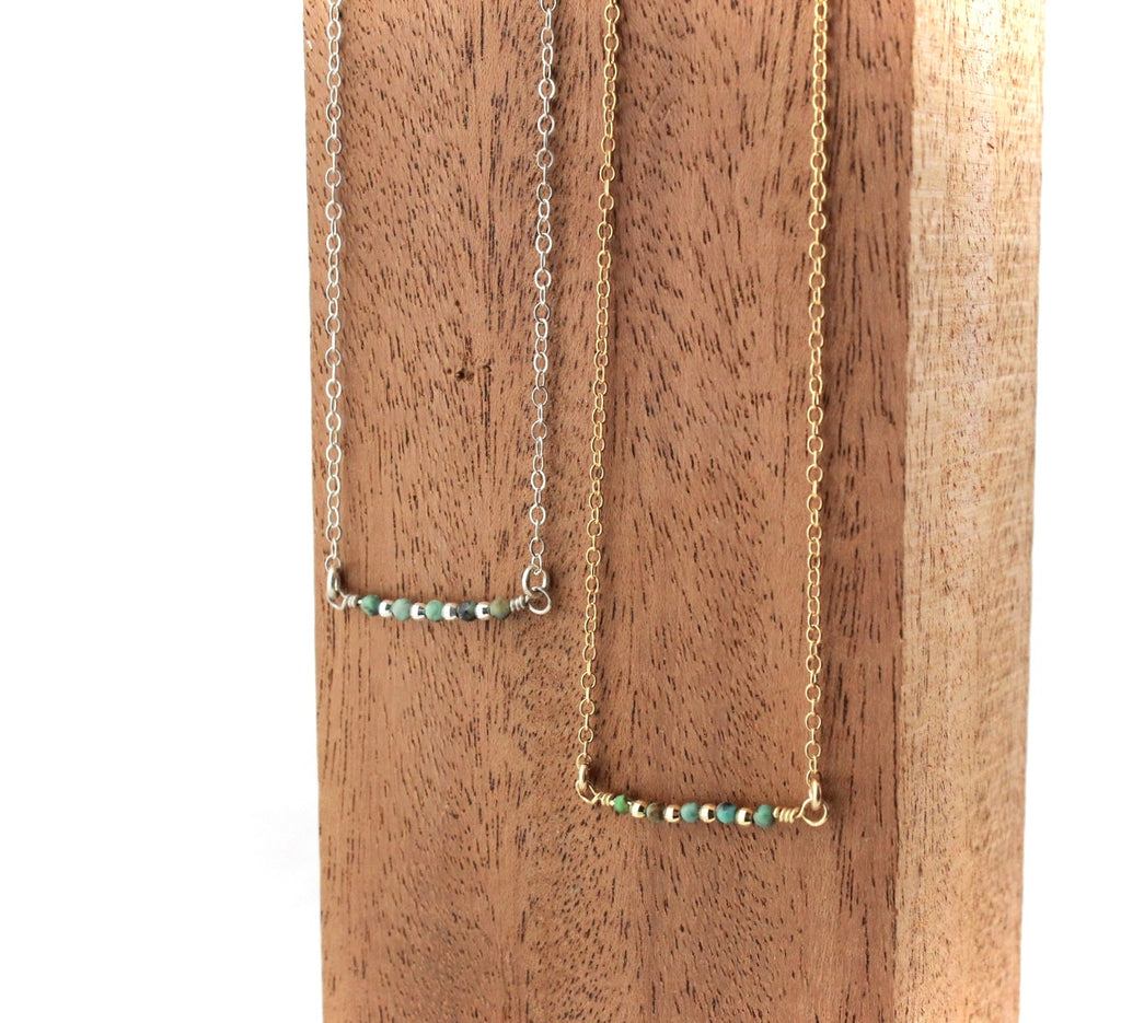 Gemstone Bar Necklace in Turquoise