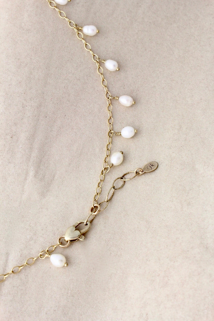 CJK Jewelry - Freshwater Pearl Necklace and 14k gold fill - clasp and chain 