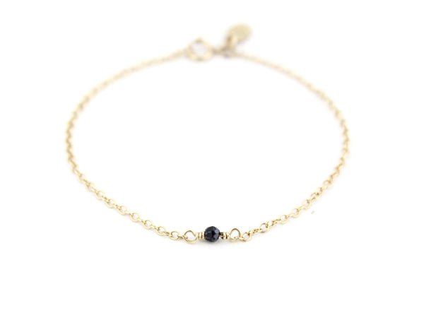 Teenie Black Sapphire Chain Bracelet in 14k Gold Fill