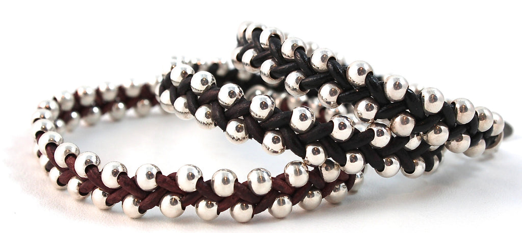mens classic leather bracelet handmade by CJK Jewelry